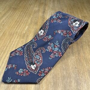Vintage Walt Disney Mickey Mouse Floral Paisley Necktie 100% Silk Made In USA